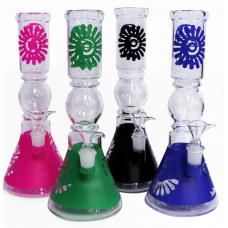 Water Pipe - 12" Sandblast w/Colored Beaker