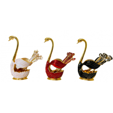 Fancy Swan Shaped 6 Tea Spoons and Stand Set - Assorted Colors