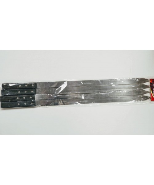 Stainless Steel BBQ Skewers w/Wood Handle (60x2.3) (Set of 4 )