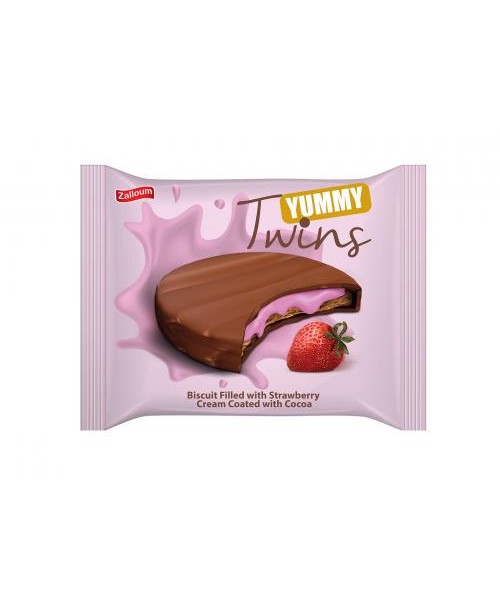 Zalloum Twins Yummy Biscuit w/ Strawberry Cream Coated w/ Cocoa (24 x 24 g) (6)