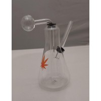 Water Pipe - 5" Bulb Oil Clear w/LEAF Snuffer