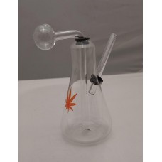 Water Pipe - 5" Bulb Oil Clear w/LEAF Snuffer