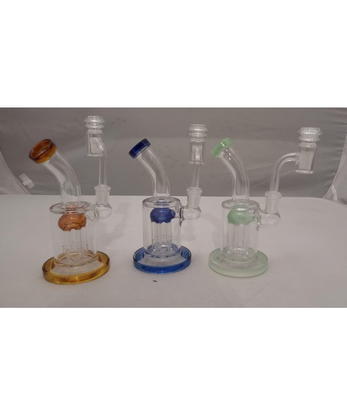 Water Pipe - 7" Dual Herb/Oil 6 Arm tree perc. bend