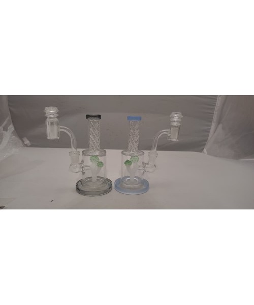 Water Pipe - 8" Dual Herb/Oil Twisted Mushroom Shower Perc.