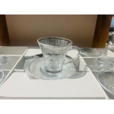 Cups W/ Handle & Saucers (12 Pcs) - SILVER
