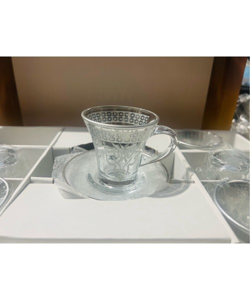 Cups W/ Handle & Saucers (12 Pcs) - SILVER
