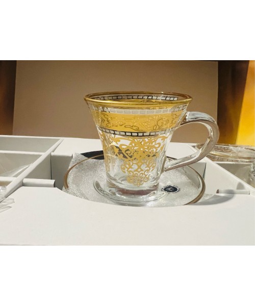 Cups W/ Handle & Saucers (12 Pcs) - GOLD