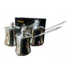 3 Piece Stainless Coffee Warmer Set w/Lid (280/560/760 ml)