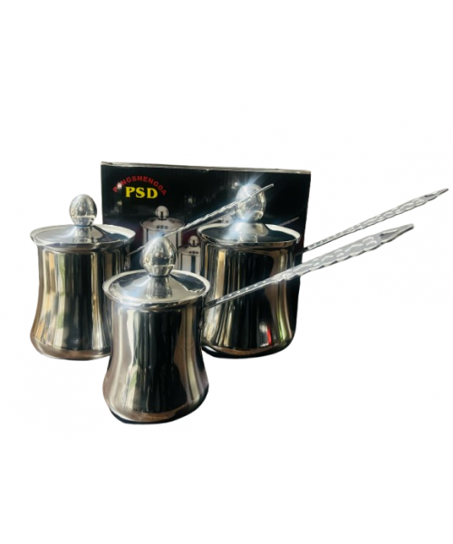 3 Piece Stainless Coffee Warmer Set w/Lid (280/560/760 ml)