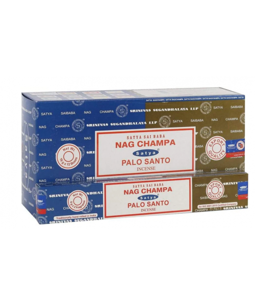 Incense - Satya Combo Pack Nag Champa & Palo Santo 16g (Box of 12) Incense - Satya Combo Pack Nag Champa & Palo Santo 16g (Box of 12)