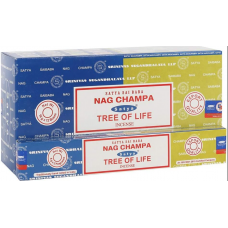 Incense - Satya Combo Pack Nag Champa & Tree of Life 16g (Box of 12) Incense - Satya Combo Pack Nag Champa & Tree of Life 16g (Box of 12)