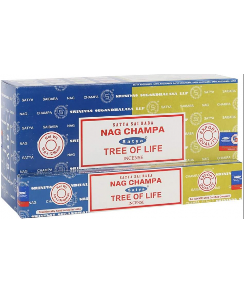 Incense - Satya Combo Pack Nag Champa & Tree of Life 16g (Box of 12) Incense - Satya Combo Pack Nag Champa & Tree of Life 16g (Box of 12)