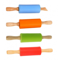 Wooden Rolling Pin with Non Stick Sick Silicone - (22 cmx5 cm Dia)-