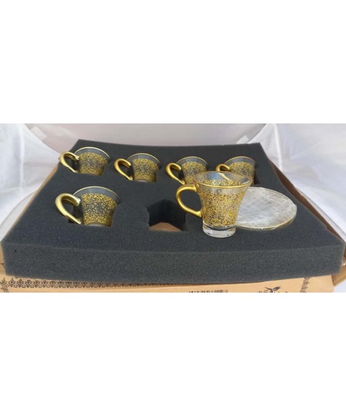 Glass Tea Cups w/Handles & Saucers (12 Pcs) - PSH01-05 Glass Tea Cups w/Handles & Saucers (12 Pcs) - PSH01-05