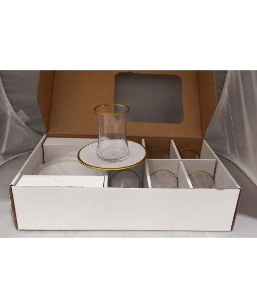 Glass Tea Cups & Saucers (12 Pcs) - PSH01-01 Glass Tea Cups & Saucers (12 Pcs) - PSH01-01