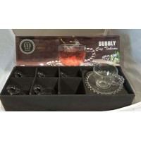 Glass Tea Cups w/Handles & Saucers (12 Pcs) - PSH19-07