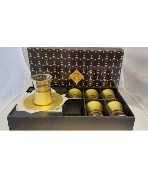 Glass Tea Cups w/Handles & Saucers (12 Pcs) - PSH01-03