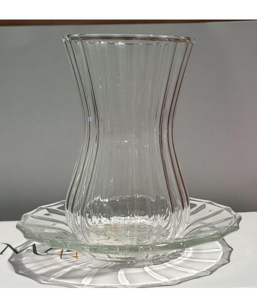 Glass Tea Cups & Saucers (12 Pcs) - PSH04-01