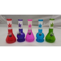 Water Pipe - 6'' Colored Frosted w/Leaf