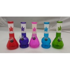 Water Pipe - 6'' Colored Frosted w/Leaf