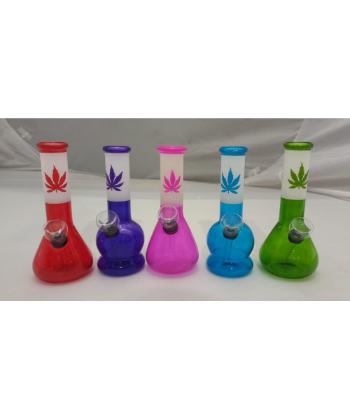 Water Pipe - 6'' Colored Frosted w/Leaf