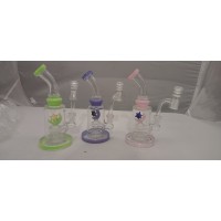 Water Pipe - 8" Dual Herb/Oil Bend Star Perc. Shower