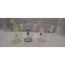 Water Pipe - 8" Dual Herb/Oil Bend Star Perc. Shower