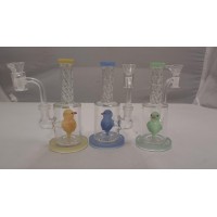 Water Pipe -7" Dual Herb/Oil Twisted Top Parrot Shower