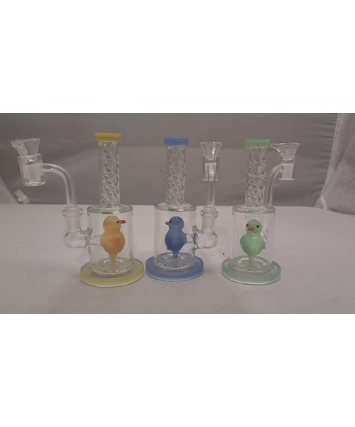 Water Pipe -7" Dual Herb/Oil Twisted Top Parrot Shower