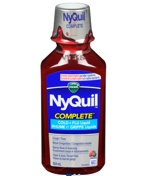 NyQuil Cold & Flu Relief Liquid 354 ml - Complete w/Strawberry Flavor