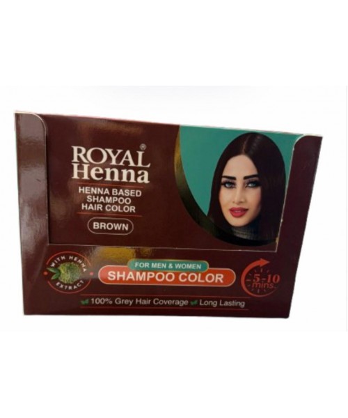 Royal Henna Shampoo Hair Color - Brown (12 x 25 ml)