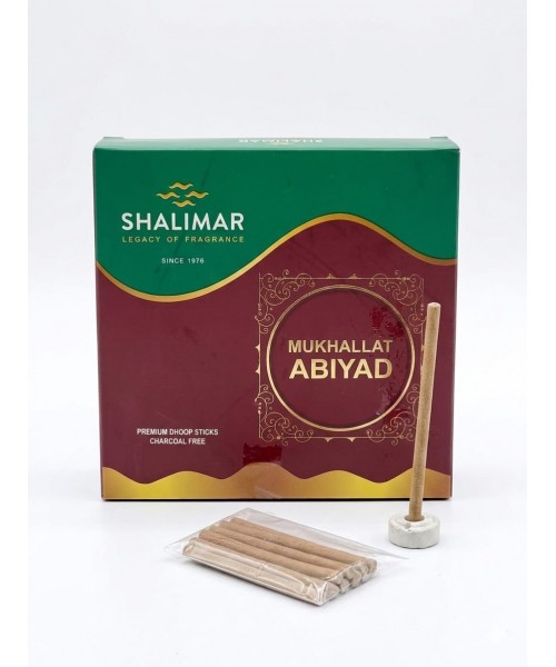 Shalimar 5" Long Burning Dhoop Sticks - Mukhallat Abiyad (12 x 10 Pcs)