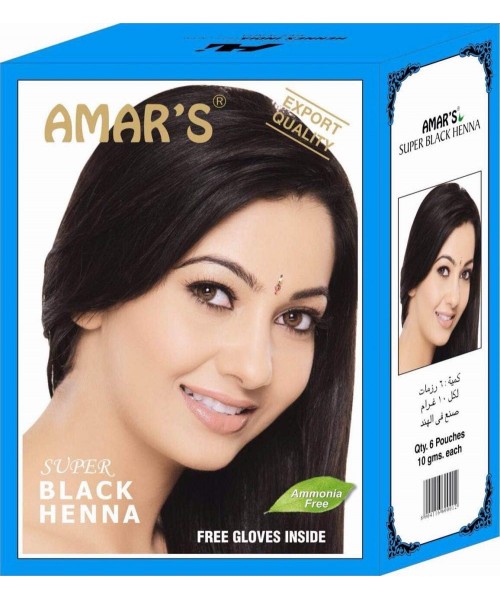 AMAR'S Super Black Henna (10 Packs x 6 Sachets x 10 g) AMAR'S Super Black Henna (10 Packs x 6 Sachets x 10 g)