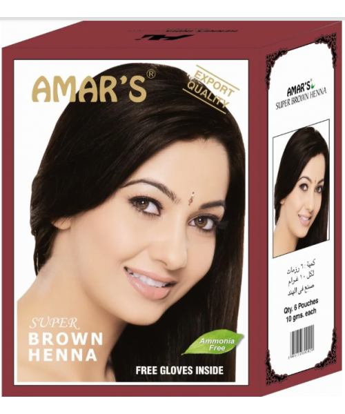 AMAR'S Super Brown Henna (10 Packs x 6 Sachets x 10 g)