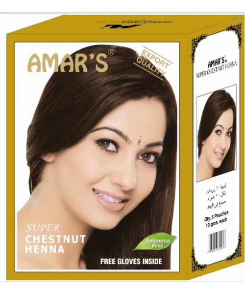 AMAR'S Super Chestnut Henna (10 Packs x 6 Sachets x 10 g)