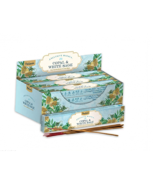 Incense - Tulasi Masala 15g Copal & White Sage (Box of 12) Incense - Tulasi Masala 15g Copal & White Sage (Box of 12)
