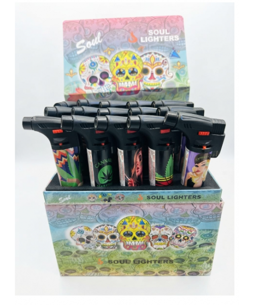 Soul Single Torch Lighter (15/Display) - Weed 0 Soul Single Torch Lighter (15/Display) - Weed 0