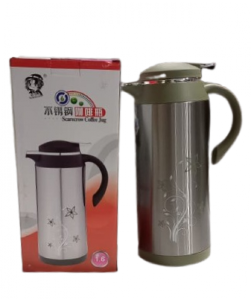 Stainless Steel Vacuum Thermos W/ Green Glass (1.6L) (12) Stainless Steel Vacuum Thermos W/ Green Glass (1.6L) (12)