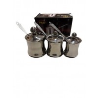 3 Piece Coffee Warmer Set w/Lid - Silver