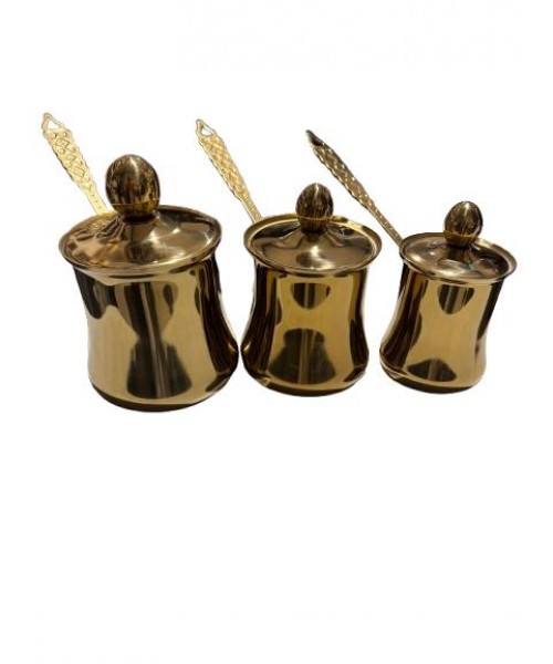 3 Piece Coffee Warmer Set w/Lid - Gold