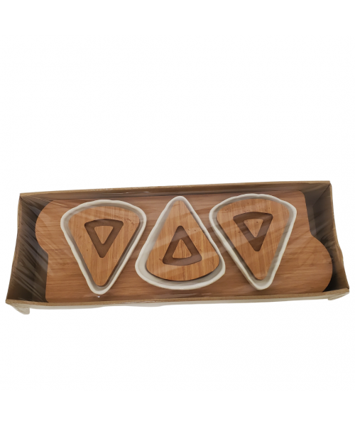 3 Piece Glass Breakfast Set with Bamboo Tray