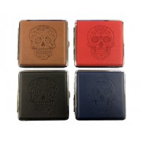 Metal Cigarette Case w/Skull Design (12)