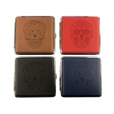 Metal Cigarette Case w/Skull Design (12)