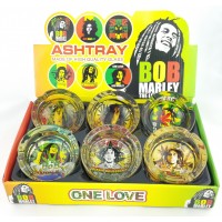 Glass Ashtray - Round / Display of 6 Bob Marley III