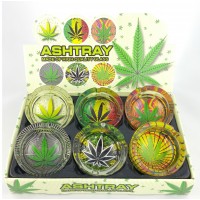 Glass Ashtray - Round / Display of 6 Hemp II