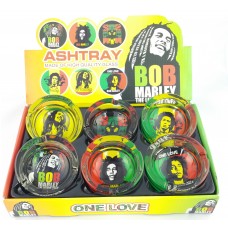 Glass Ashtray - Round / Display of 6 Bob Marley I