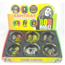 Glass Ashtray - Round / Display of 6 Bob Marley II