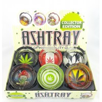 Glass Ashtray - Round / Display of 6 Hemp III