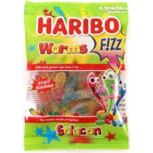 Haribo Gummies - Fizz Worms (24 x 70g)