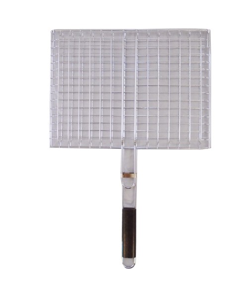 Grill Net With Wood Handle (40 CM x 30 CM) (3-17)